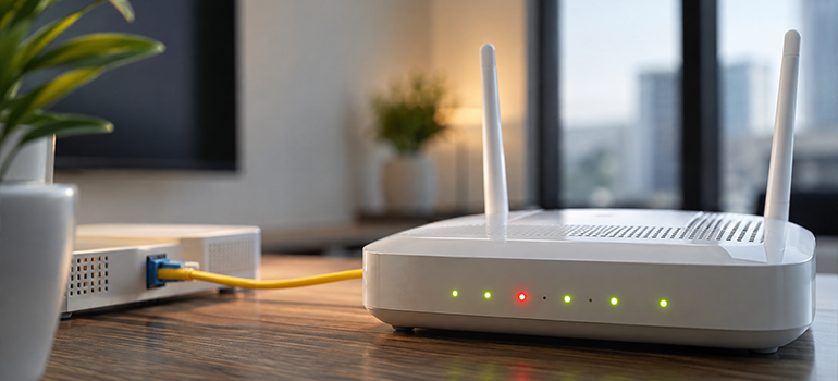 LOS Light on a Wi-Fi Router Banner